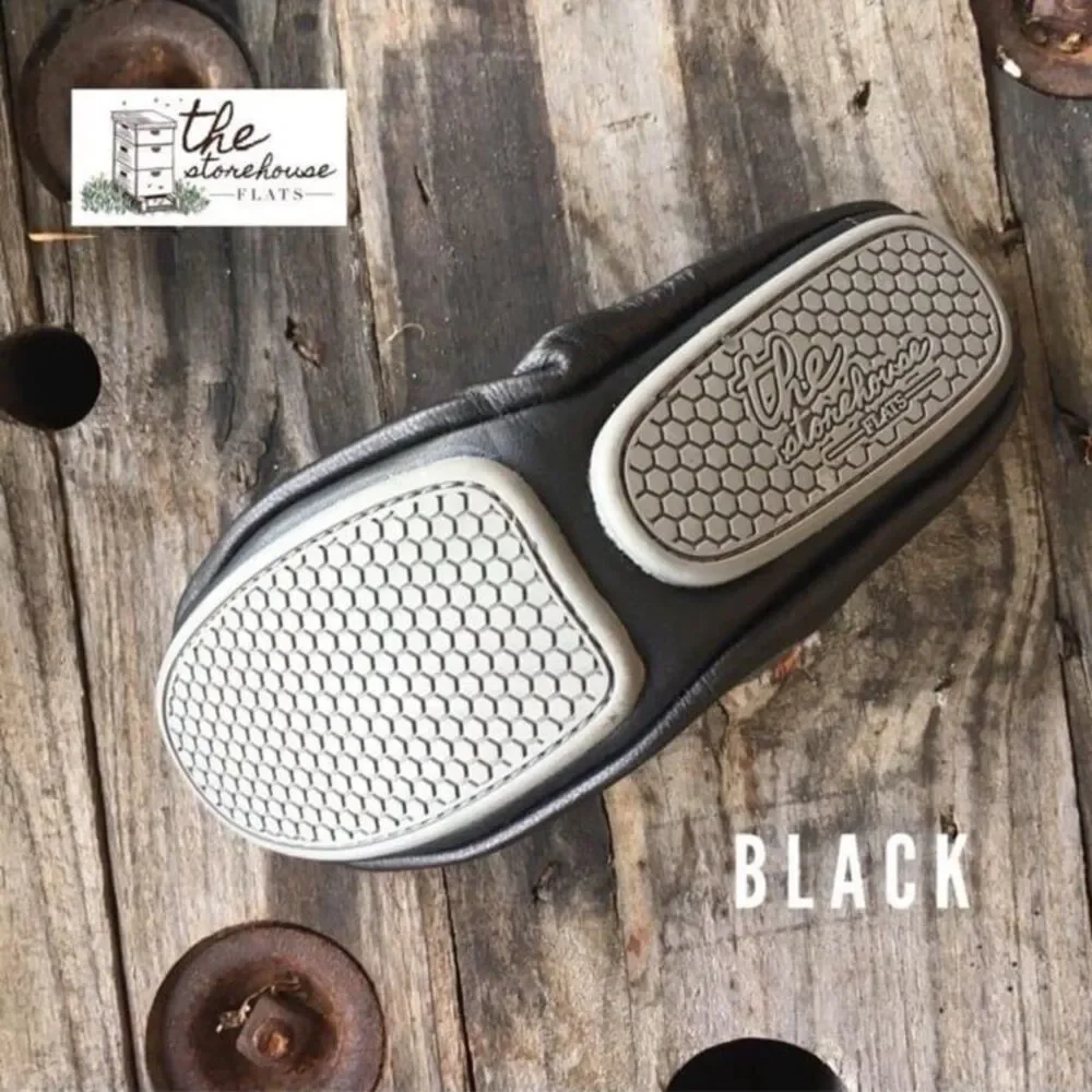 The Storehouse Flats - Black Leather - Size 10 - Foldable